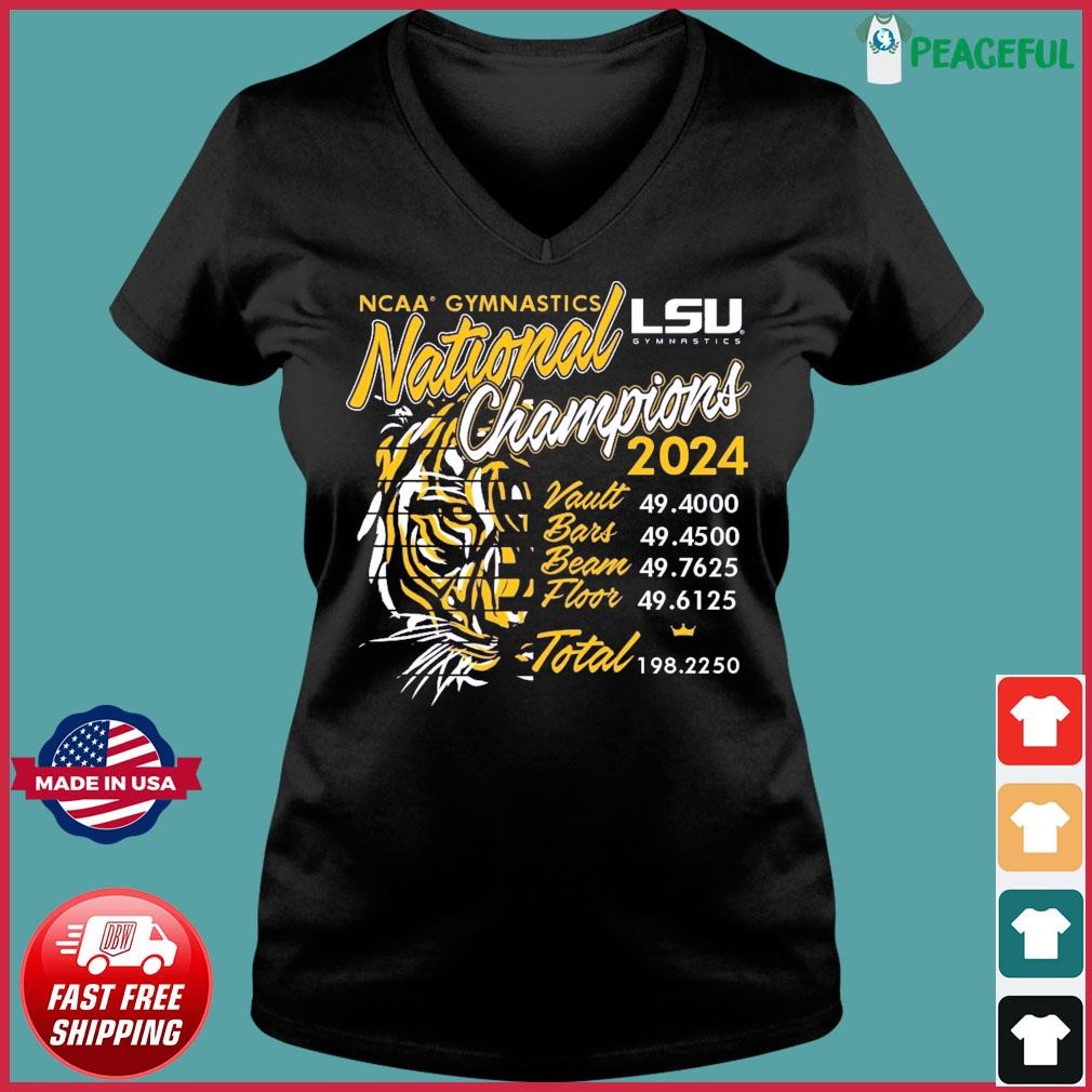 LSU Tigers 2024 Women's Gymnastics National Champions Scores Ladies V-neck Tee.jpg