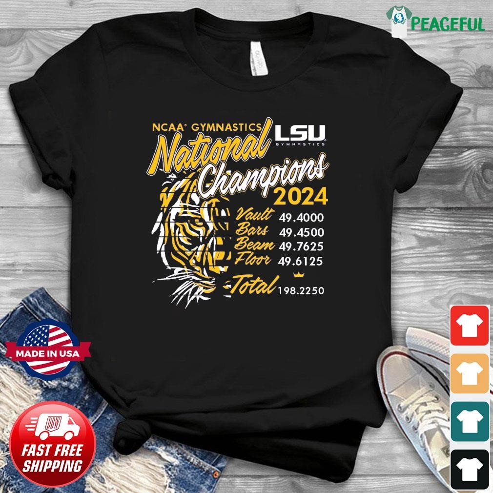 LSU Tigers 2024 Women's Gymnastics National Champions Scores T-Shirt