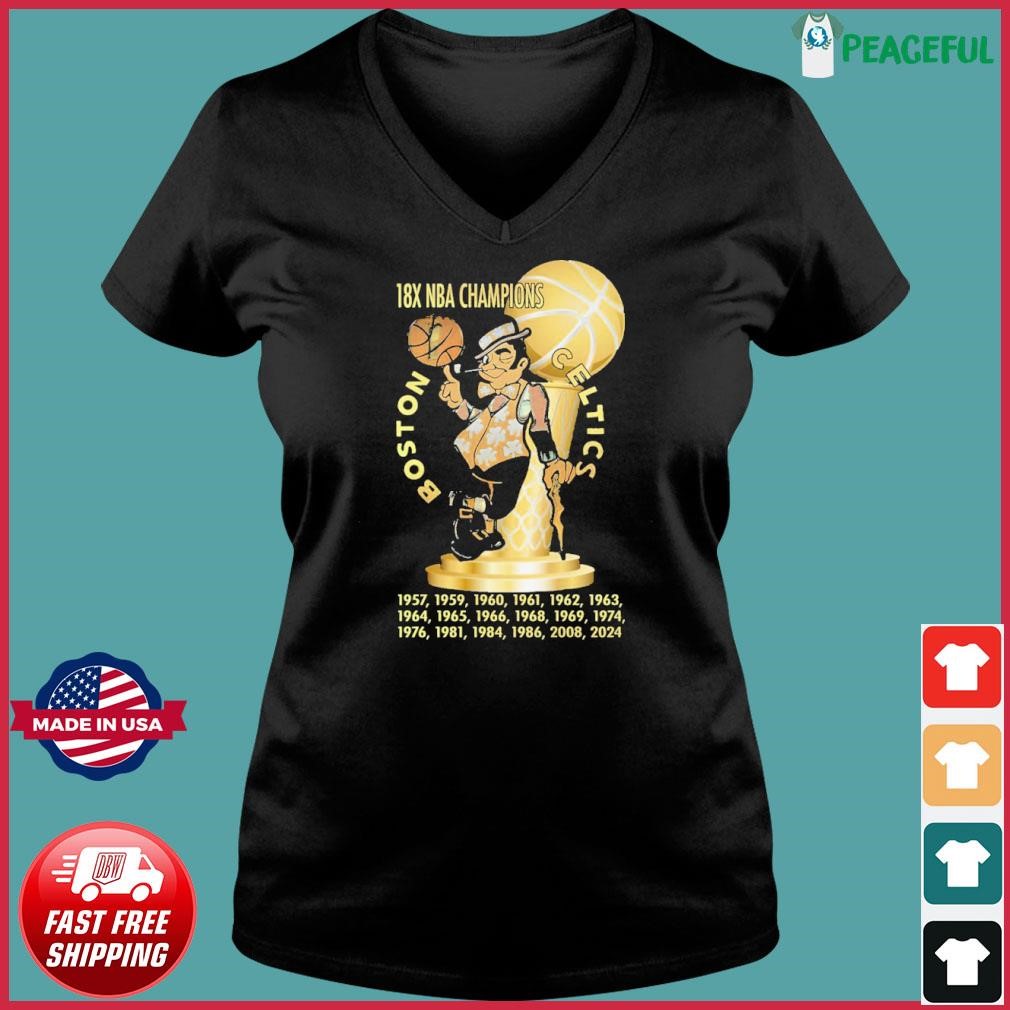 18X NBA Champions Trophy Boston Celtics Shirt Ladies V-neck Tee.jpg