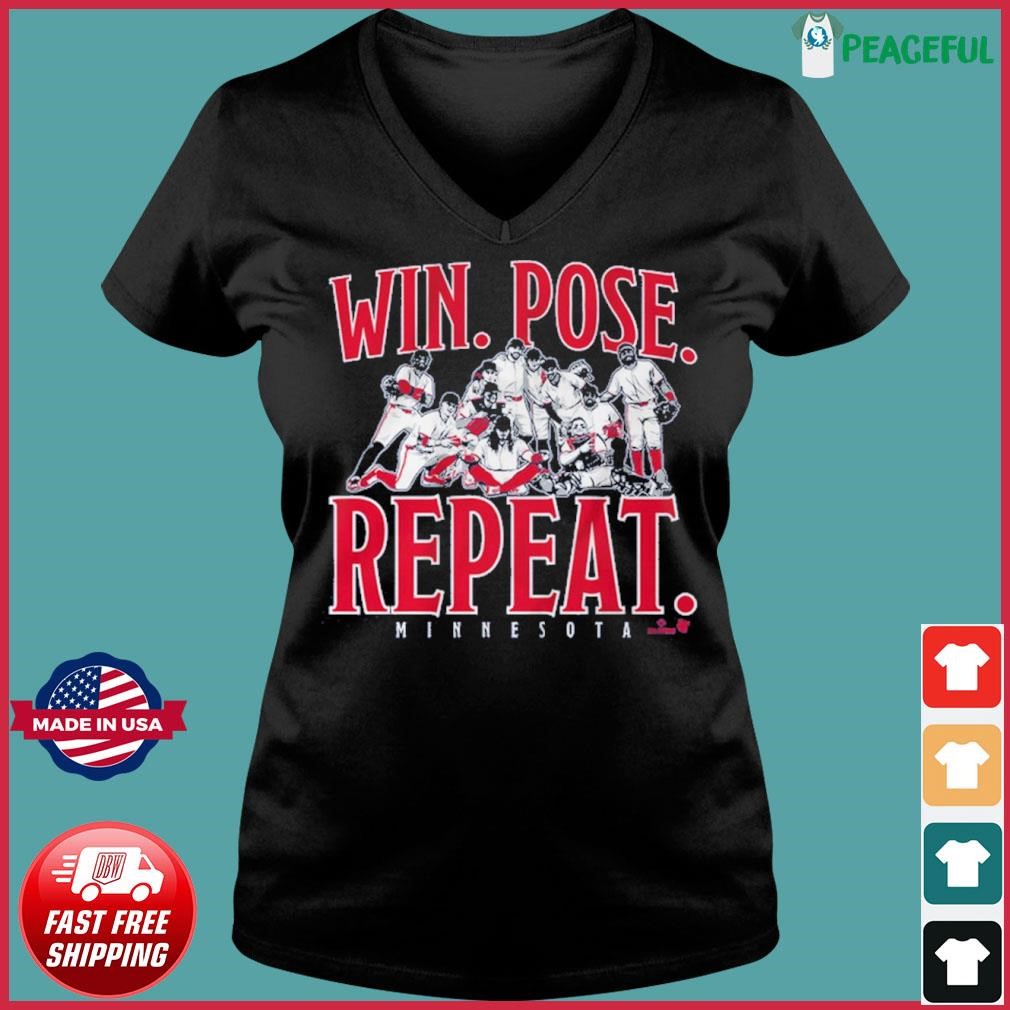 Minnesota Baseball Win. Pose. Repeat 2024 Shirt Ladies V-neck Tee.jpg