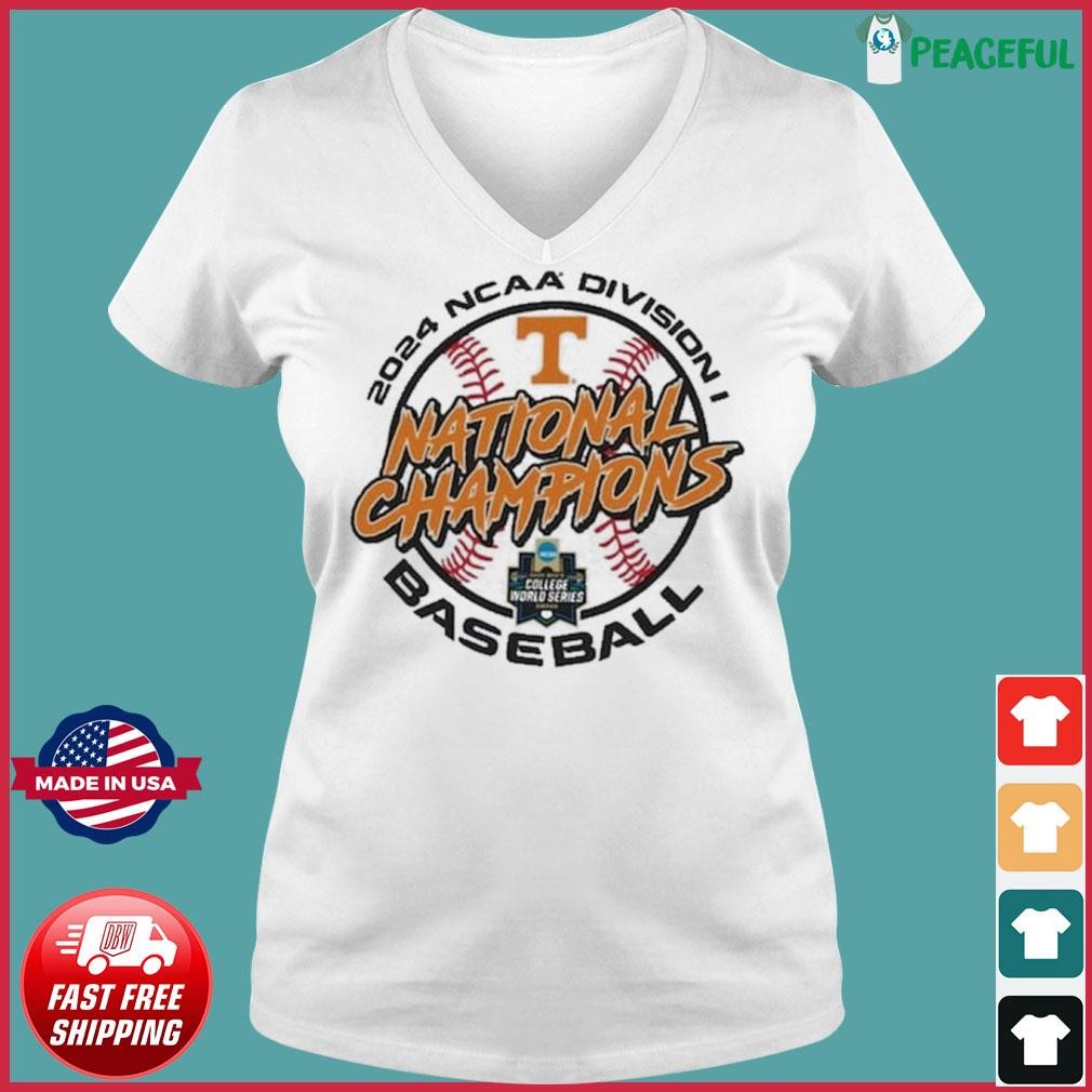 Tennessee Volunteers 2024 NCAA Men's Baseball College World Series Champions Locker Room Shirt Ladies V-neck Tee.jpg