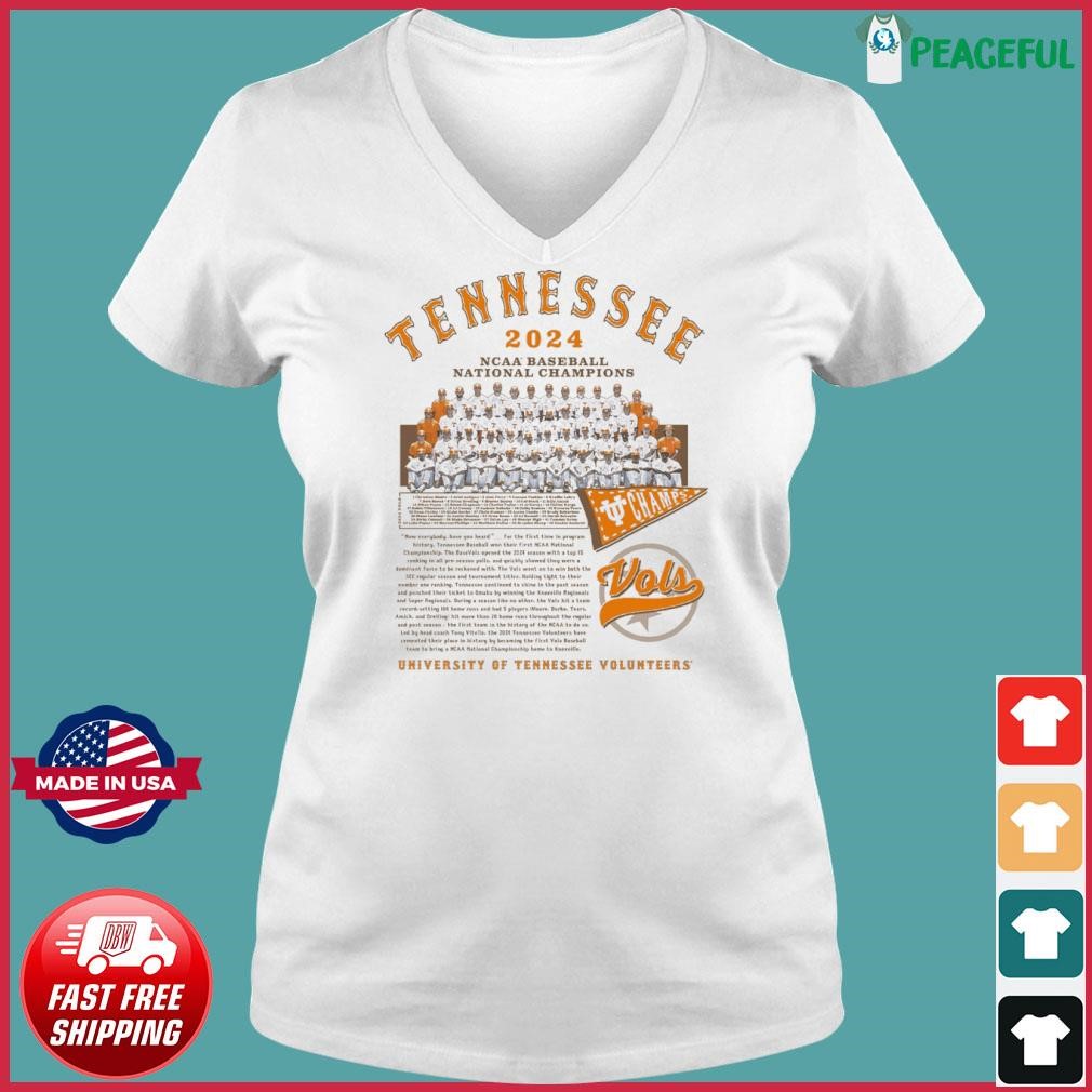 Tennessee Volunteers Team Photo 2024 Baseball National Champions Shirt Ladies V-neck Tee.jpg