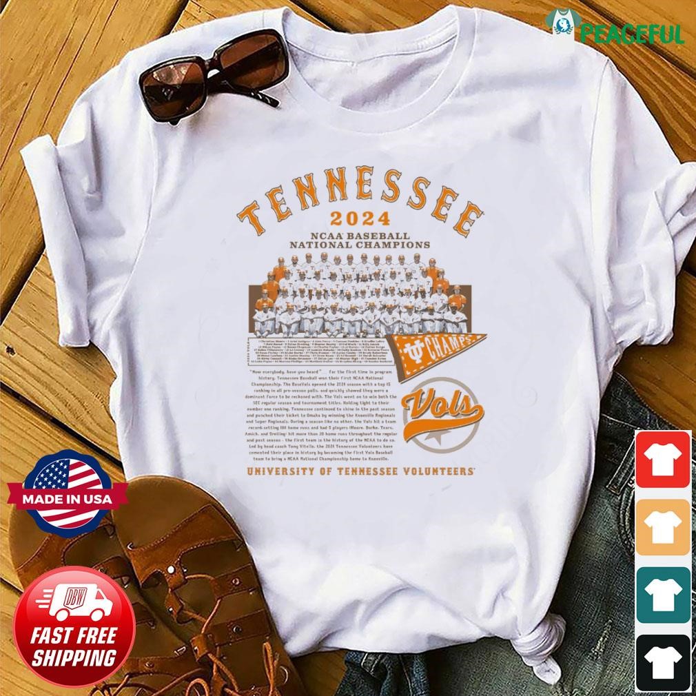 Tennessee Volunteers Team Photo 2024 Baseball National Champions Shirt