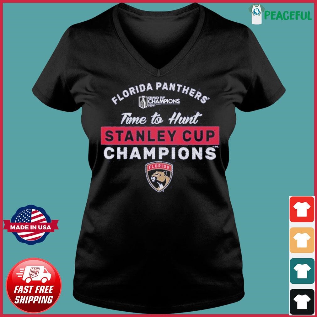 Time To Hunt Florida Panthers 2024 Stanley Cup Champions Ladies V-neck Tee.jpg