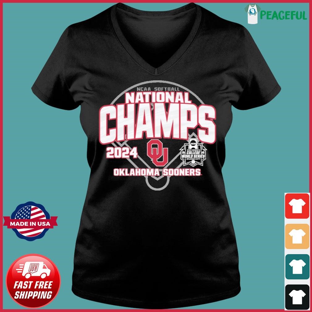 University of Oklahoma Softball 2024 National Champions Ladies V-neck Tee.jpg