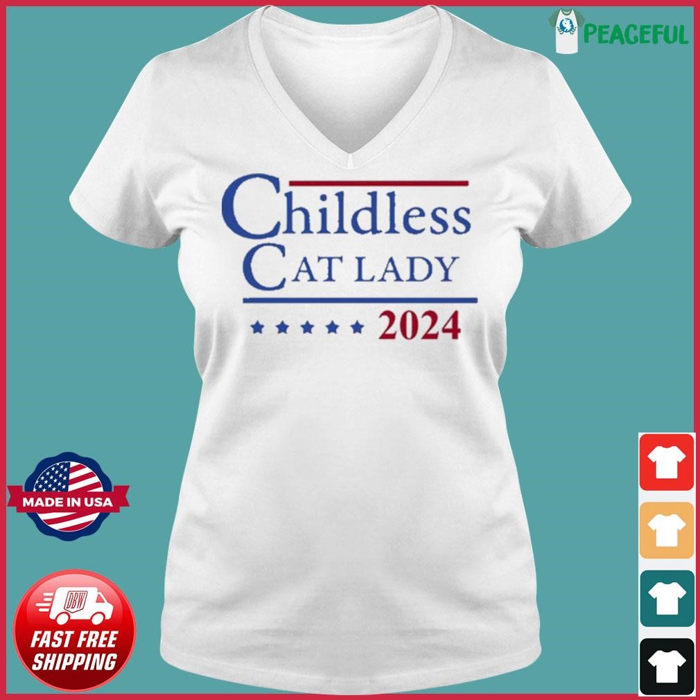 Kamala Childless Cat Lady 2024 Shirt Ladies V-neck Tee.jpg