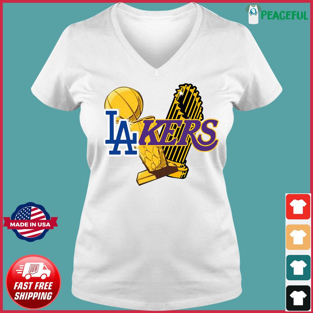 Dodgers Lakers 2020 World Champions Trophies T-Shirt ChampionS