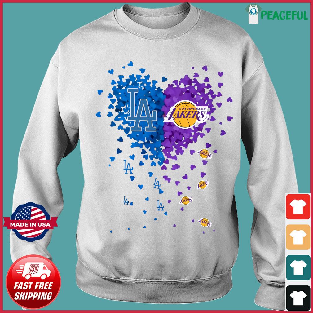 Official los Angeles Dodgers Los Angeles Lakers logo heart sport gift shirt,  hoodie, sweater, long sleeve and tank top