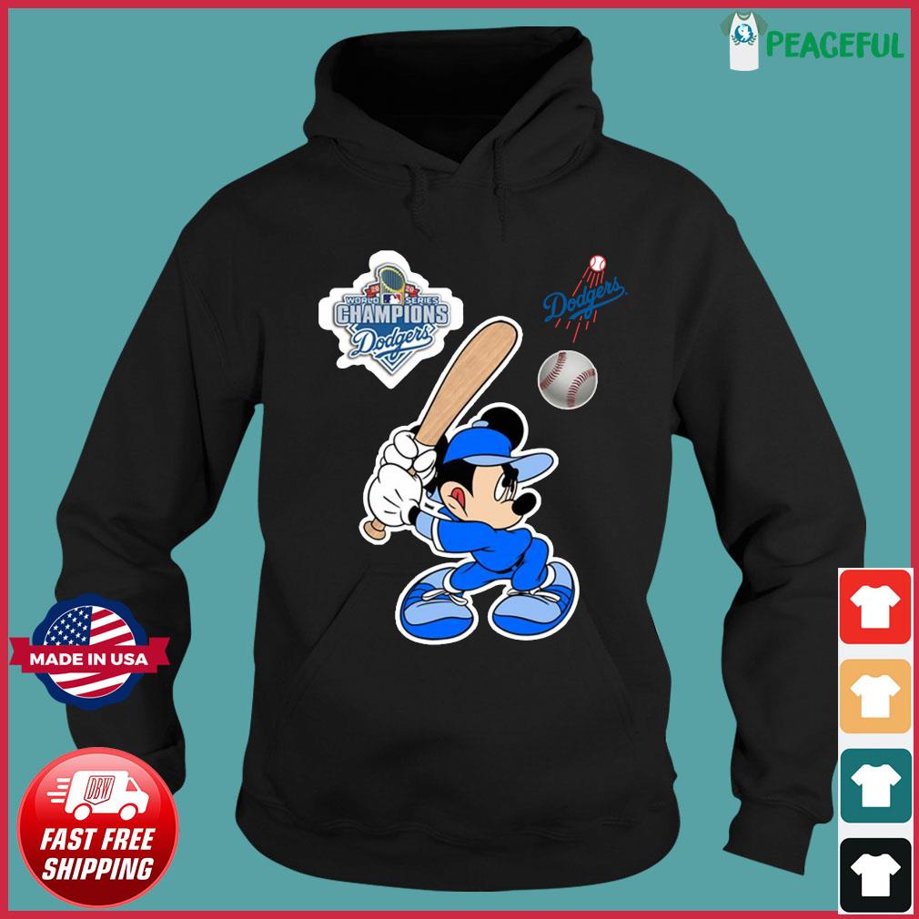 Mickey Mouse playing Baseball World series Champion Dodgers T