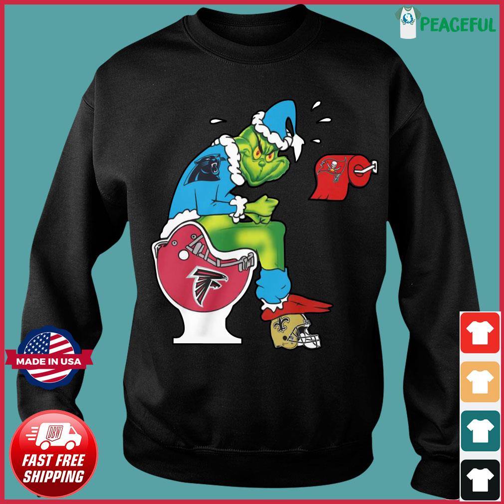 The Grinch Carolina Panthers Shit On Toilet Atlanta Falcons And Other Teams Christmas  Sweatshirt, hoodie, sweater, long sleeve and tank top