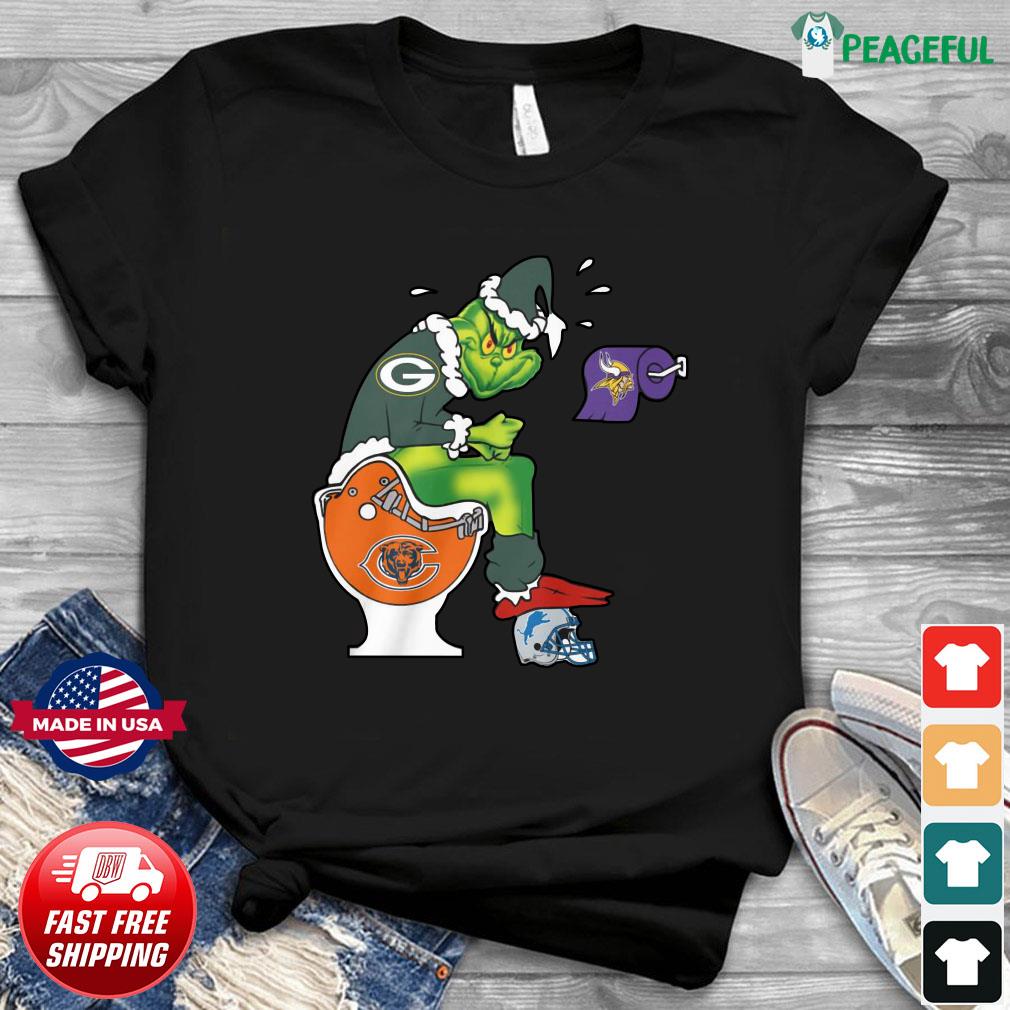 Unostyles Fashion LLC on X:  The Grinch Green Bay  Packers Shitting On Toilet Chicago Bears And Other Teams 2023 Shirt   / X