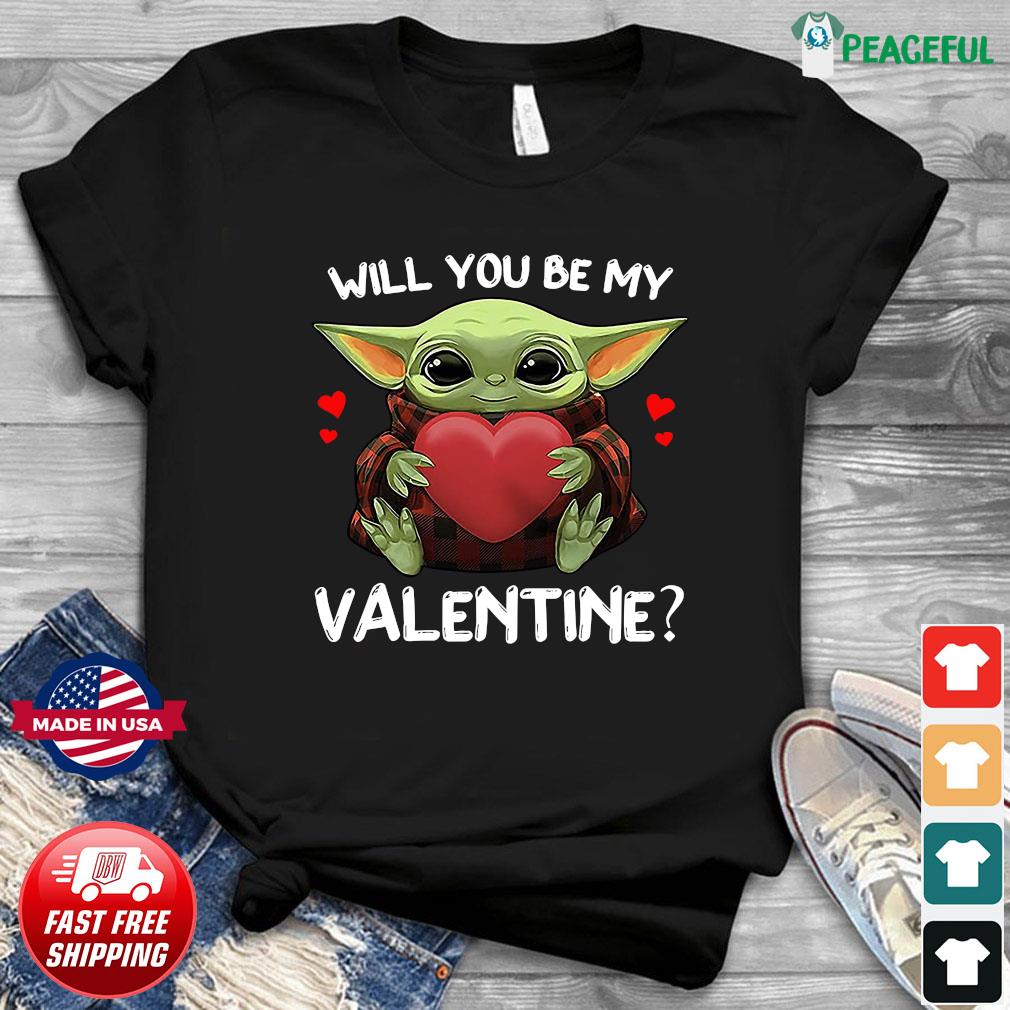 Baby Yoda be mine happy valentine's day heart love t-shirt