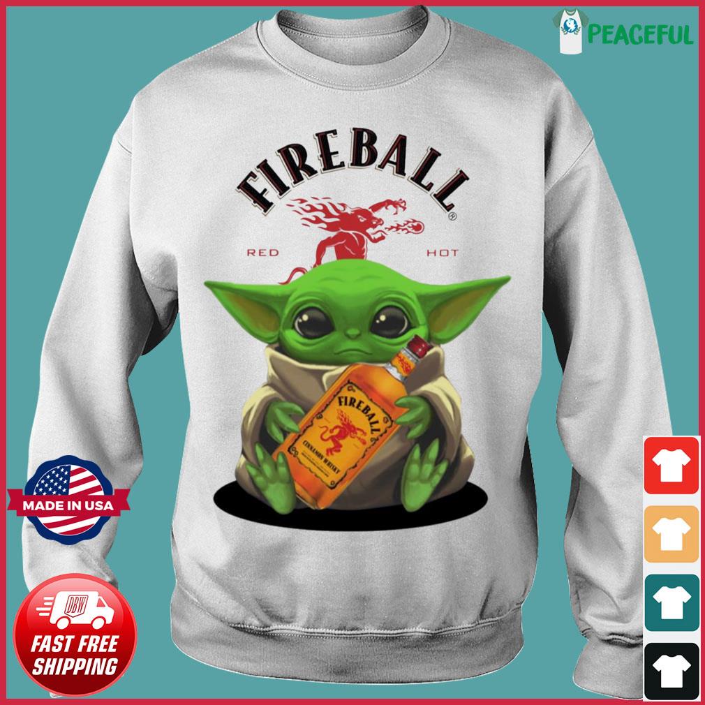 Baby Yoda hugs Fireball Whisky shirt, hoodie, sweater, long sleeve and tank  top