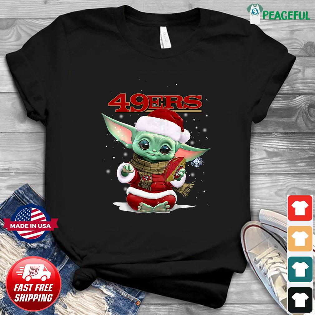 Baby Yoda Santa hat San Francisco 49Ers Christmas shirt, hoodie, sweater,  long sleeve and tank top