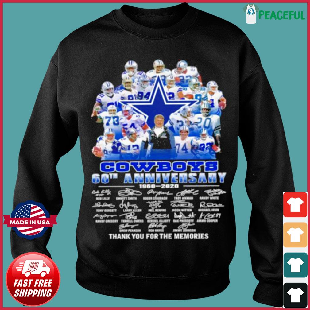 Dallas Cowboys 60th anniversary thank you for the memories signature tshirt,  hoodie, sweater, long sleeve and tank top