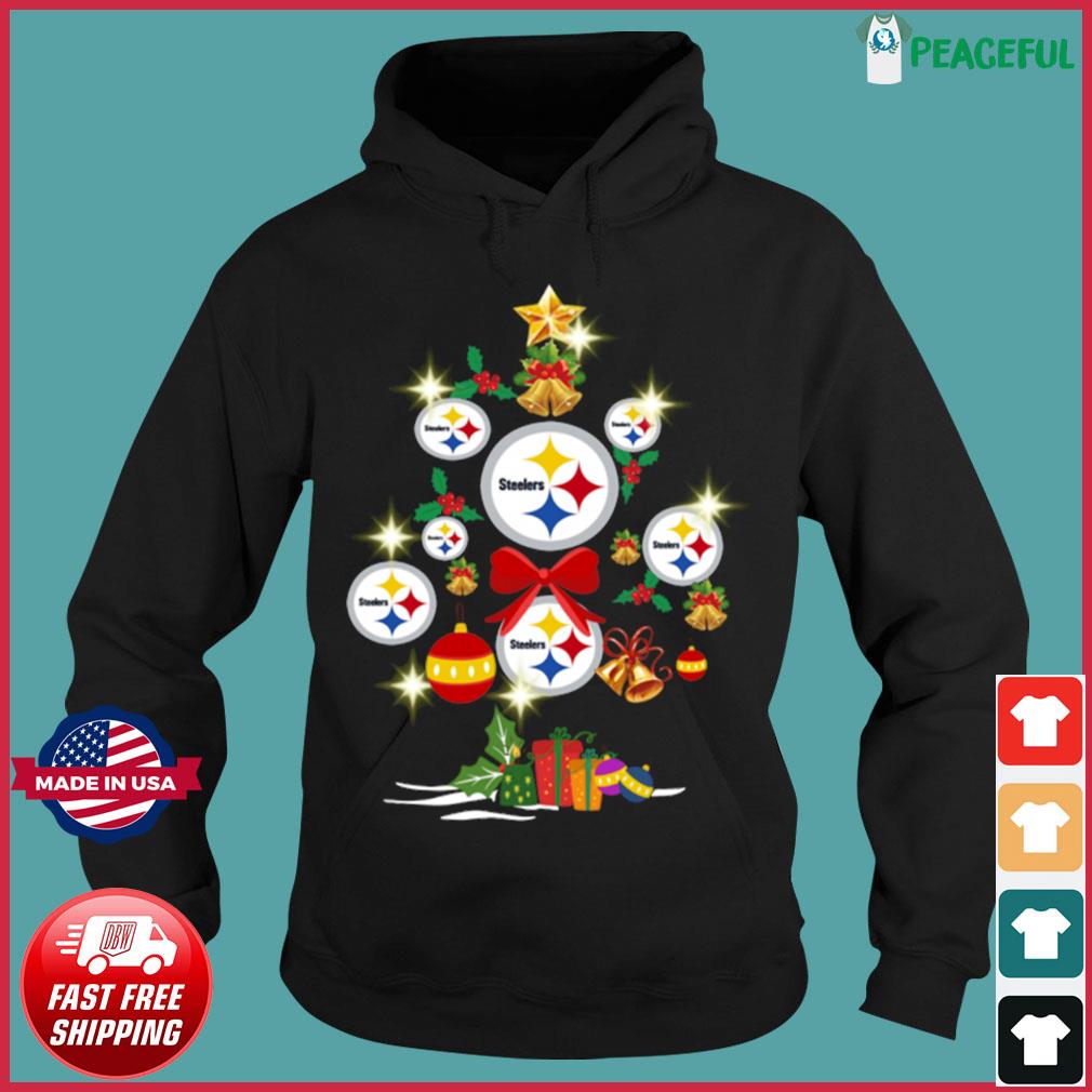 Pittsburgh Steelers football logo gifts Merry Christmas tree shirt