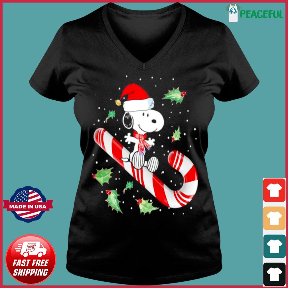 Peanuts, Snoopy Candy Cane Food Dish T-Shirt