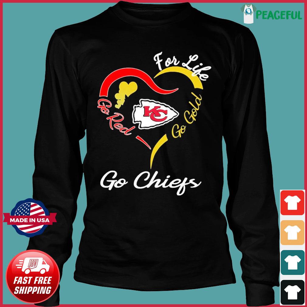 Kansas City Chiefs Heart For Life Go Red Go Gold Go Chiefs Shirt, hoodie,  sweater and long sleeve