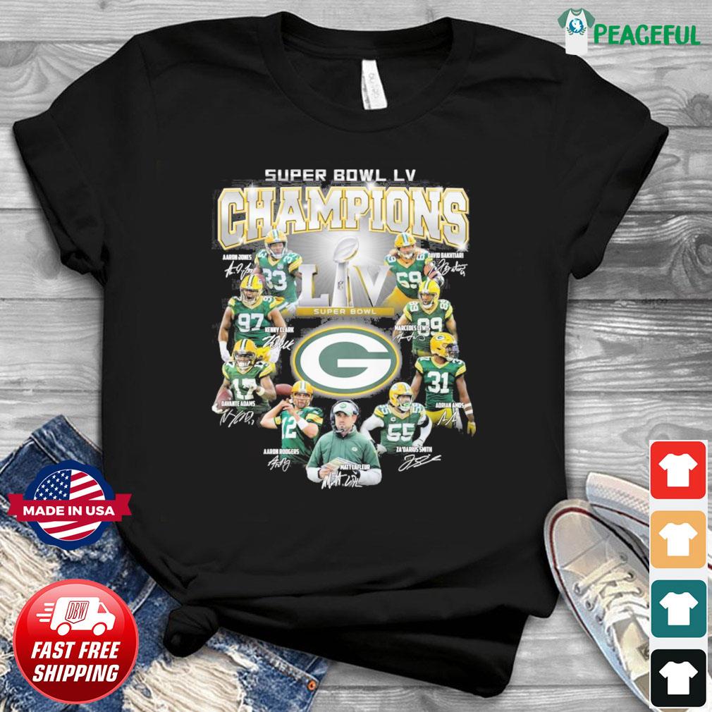 The Green Bay Packers Super Bowl Liv Champions Signatures 2021 Shirt,  hoodie, sweater, long sleeve and tank top